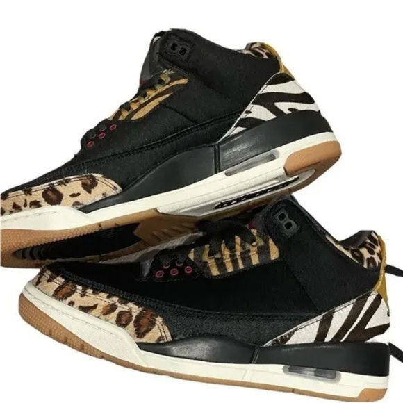 Air Jordan Retro 3 SE Animal Instinct Zebra & Leopard Hair-calf US MEN SIZE 8 - Picture 4 of 9